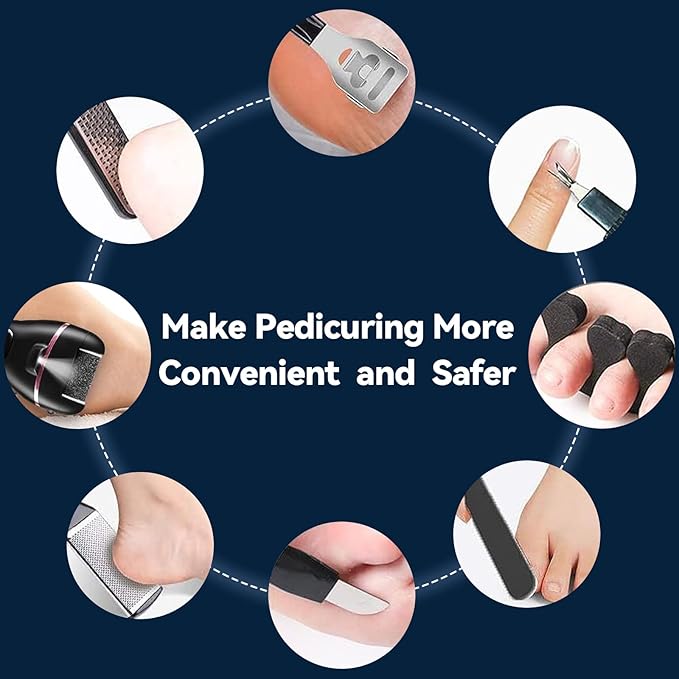 Electric Callus Remover for Feet with Rechargeable Waterproof 17 in 1 Professional Pedicure Kit with 3 Roller Heads 2 Speed Foot Care Tools Perfect for Dead Hard Cracked Dry Skin