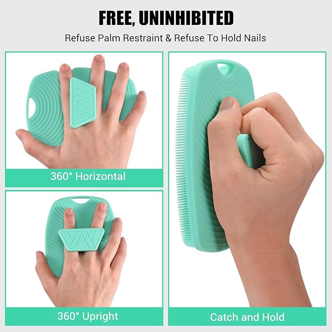 Silicone Body Scrubber Anti Slip for Shower,Zinc Infused Soft Bristles Shower Scrubber for Body Exfoliator,Hygienic,Blood Circulation - Green