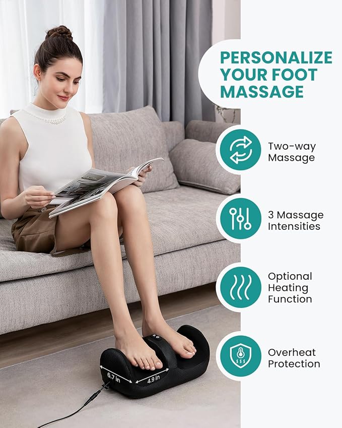 Nekteck Foot Massager with Heat & Foot Roller, Shiatsu Calf Leg Massager for Circulation and Neuropathy Pain Relief for Feet Care Home Office Gadgets Relaxing Gifts for Women Men Mom Dad Birthday Gift
