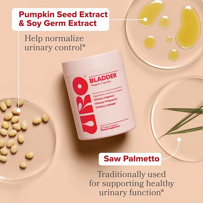O Positiv URO Bladder Control Supplement for Urinary Urgency, Urinary Frequency, Urinary Leakage with Pumpkin Seed Extract, Soy Germ Extract, Saw Palmetto, 30 Servings (Pack of 1)