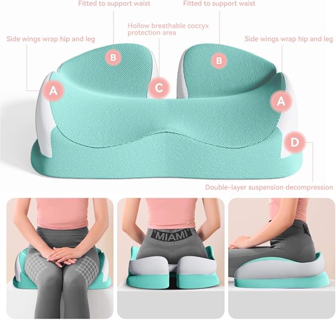 Seat Cushions for Office Chairs Wheelchair Cushion for Long Sitting Back Pain，Memory Foam Seat Car Computer Desk Chair Cushion，Coccyx Cushion for Tailbone Pain Relief Cushion Office Chair Butt Pillow