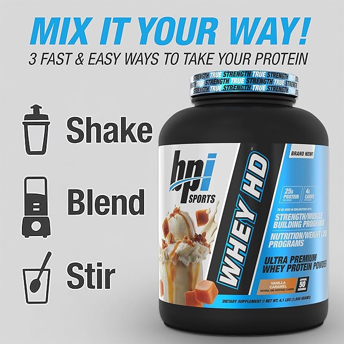 BPI Sports Whey HD Ultra Premium Protein Powder Isolate | Workout Whey Protein Powder For Men & Women for Muscle Gain | Milk Protein Concentrates | Chocolate Cookie/ Vanilla Caramel, 4.07 Pound