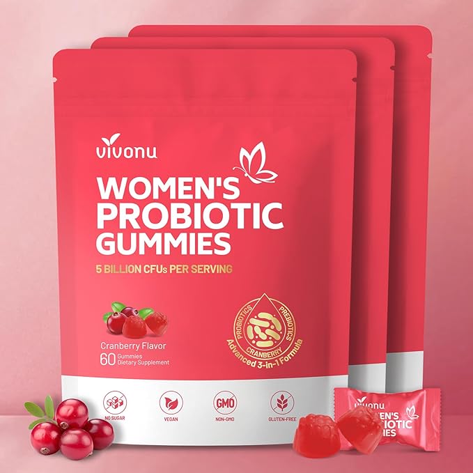 Vaginal Probiotics for Women, Feminine Balance pH Gummies for Healthy Odor, Yeast Balance & Flora + Vitamin C for Immune Support -Cranberry