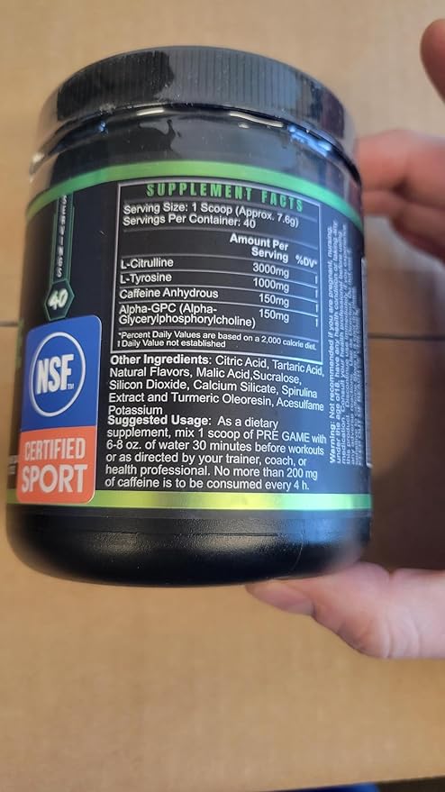 BLACKLABEL Supplements PRE-Game Pre Workout Powder, Sour Apple (40 Servings) – NSF Certified for Sport – Customizable 150mg Caffeine for Energy and Focus – Low-Stimulant Pre Workout for Men and Women