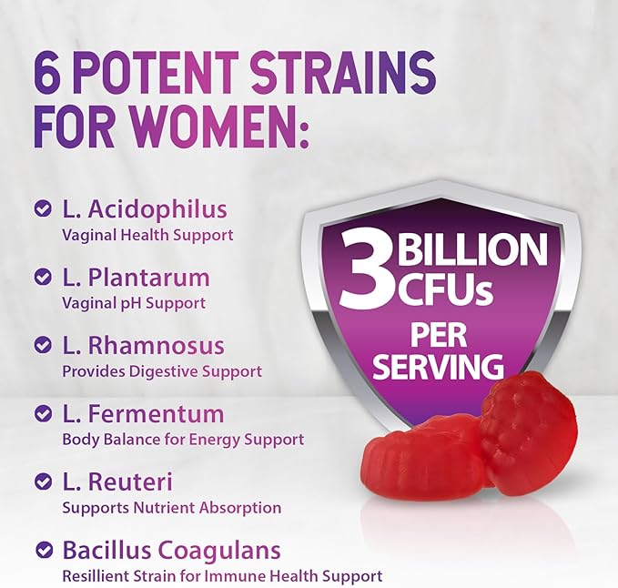 Menopause Supplements for Women - 3 Billion CFU Natural Menopause Relief for Mild Hot Flashes & Night Sweats, PH, Vaginal Health Support Probiotics for Women Gummy, Probiotic Supplement - 60 Gummies