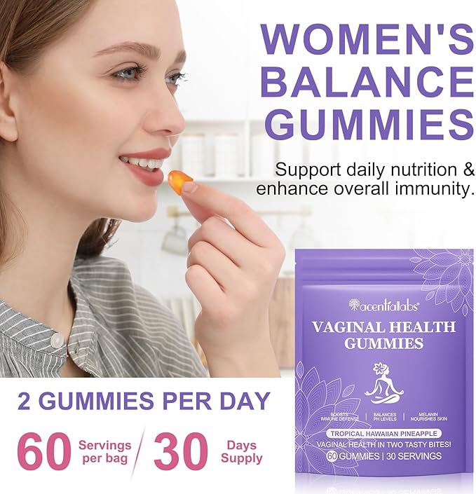 Vaginal Probiotic Gummies for Women - 1B CFU Bacillus Coagulans 1969, pH & Flora Support, Vag Comfort, NSF Certified, Gluten/Sugar Free, 60 Count (1-Month Supply)