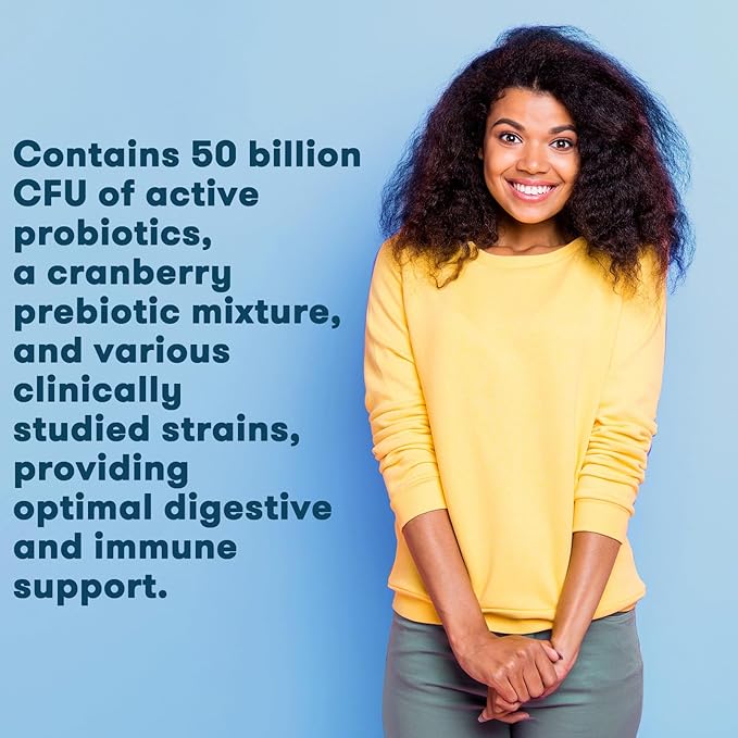 Women’s Probiotic, 50 Billion CFUs, with Prebiotics & Cranberry, Supports Digestive, Immune & Vaginal Health, 60 Capsules