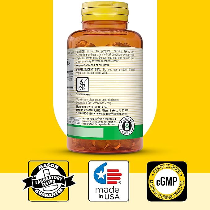 MASON NATURAL Vitamin D3 2,000 IU Ultra Strength, Supports Bone Density, Strength & Immune Health, 60 Softgels, Pack of 3