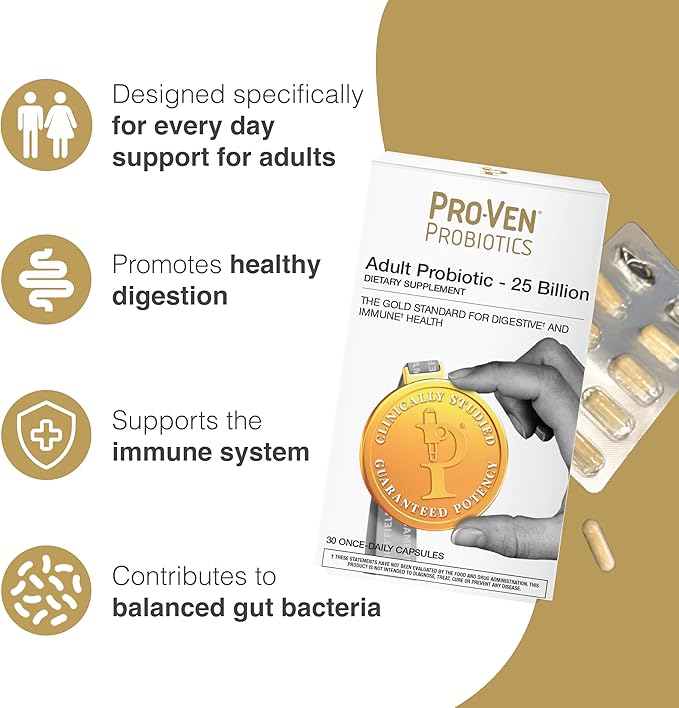 Daily Probiotic for Women & Men | 25 Billion CFU with Acidophilus & Bifidus | Digestive & Immune Support | Vegetarian, Gluten-Free, Lactose-Free | 30 Capsules