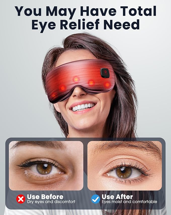 Heated Eye Mask - Cordless Eye Mask for Dry Eyes, Eye Relief, Improved Sleep, Washable Eye Heating pad for Travel and with Replaceable Shell (Purple)