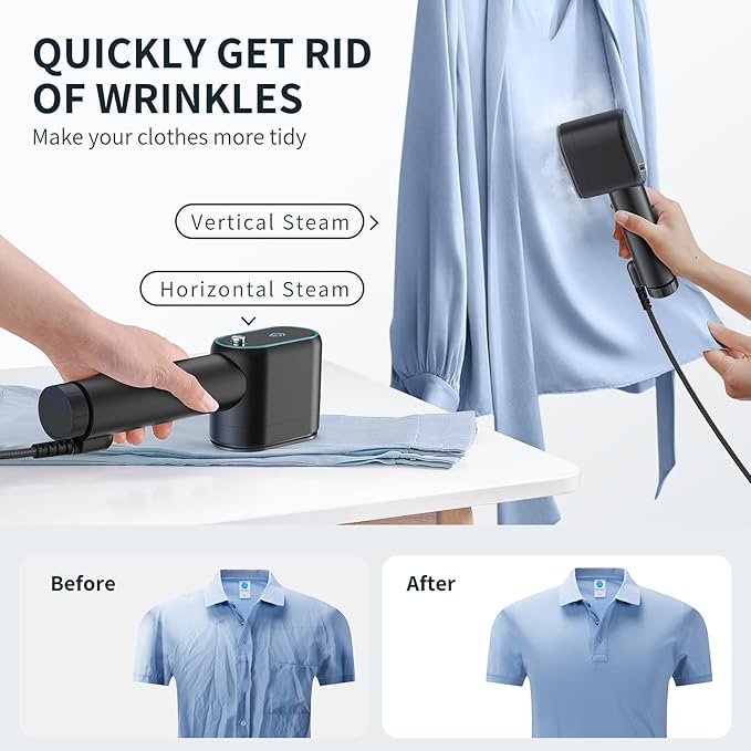 Travel Steamer for Clothes Portable Mini, Handheld Steam Iron for Clothes, 15s Heat Up, 1000W Mini Fabric Wrinkles Remover for Office and Travel (Only for 120V)