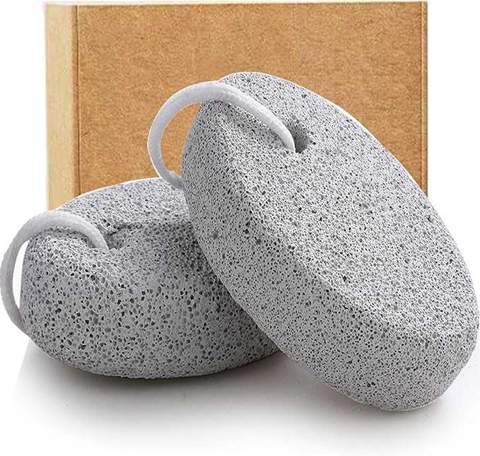 Natural Foot Pumice Stone for Feet, Borogo 2-Pack Lava Pedicure Tools Hard Skin Callus Remover for Feet and Hands - White&Red