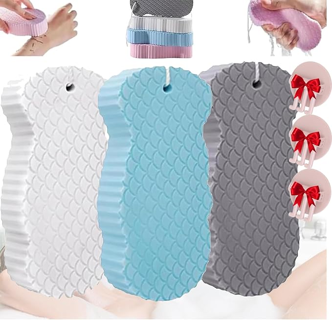 Spirittion Magic Super Soft Exfoliating Bath Sponge, 3D Super Soft Exfoliating Bath Sponge, Reusable for Adults Children and Wome (3 PCS MIX3)