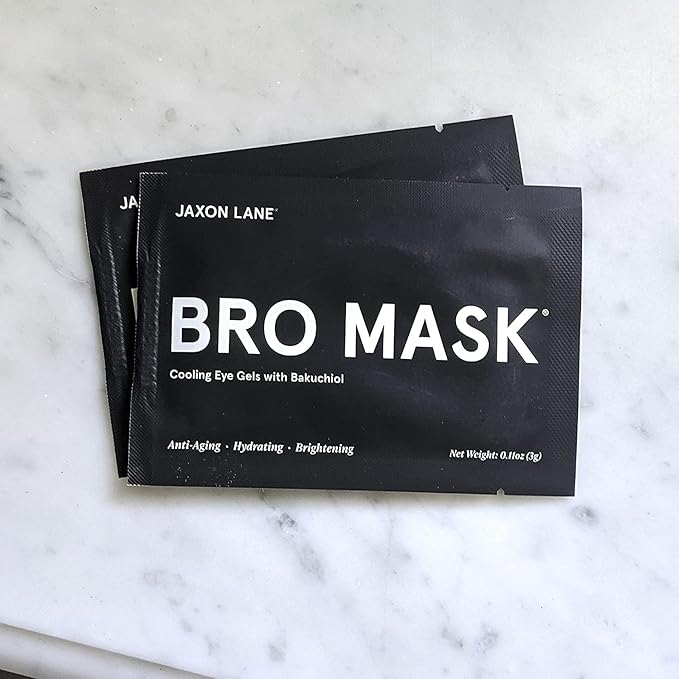 BRO MASK Under Eye Patches for Men Skin Care | Cooling Eye Masks for Dark Circles and Puffiness, Anti Aging Hydrogel Pads with Bakuchiol, Caffeine & Niacinamide, Eye Bags Treatment for Men (4X6 Pairs)