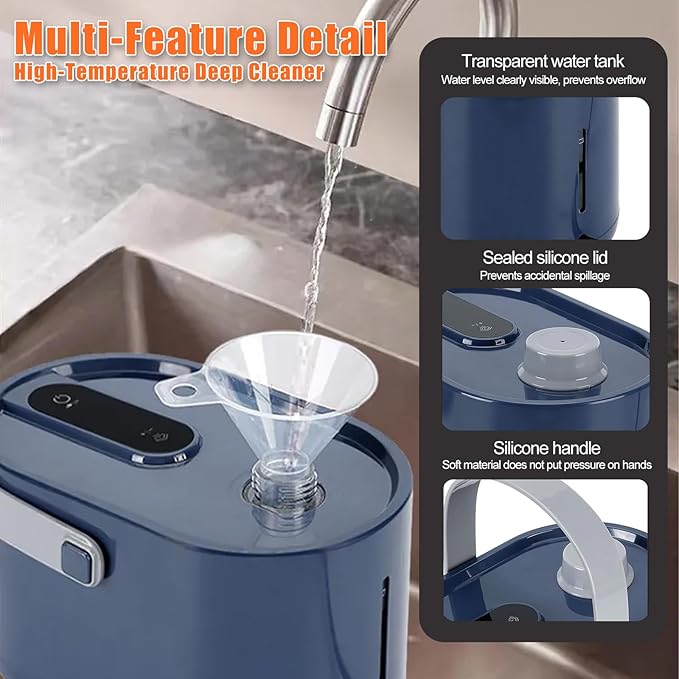 10 in 1 Multi-function Steam Cleaner for Home, Portable Handheld Steamer for Cleaning, 1200W High Pressure Steam Cleaner for Car/Kitchen/Upholstery/Glass/Tiles/Fabric, Blue