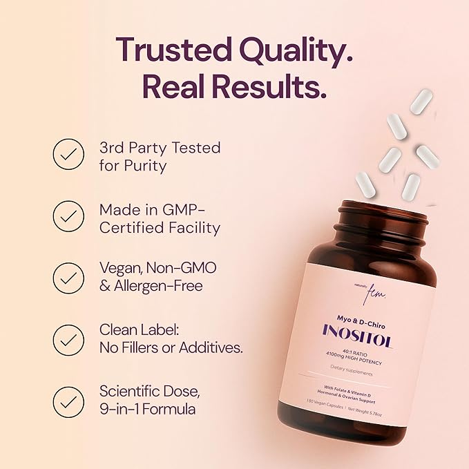 QSTA Myo-Inositol & D-Chiro Inositol Supplement for Women 4100mg (40:1 Ratio) – 9-in-1 Hormonal & Metabolic Support with Folate, Vitamin B6, B12, D3, Zinc & Chromium