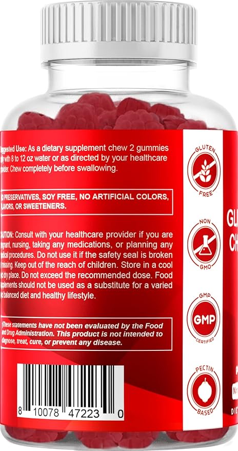 Vitamatic Glucosamine Chondroitin Gummies with MSM & Vitamin E – Joint Support – 60 Pectin-Based Vegan Gummies per Bottle – Pack of 2 (Total 120 Gummies)