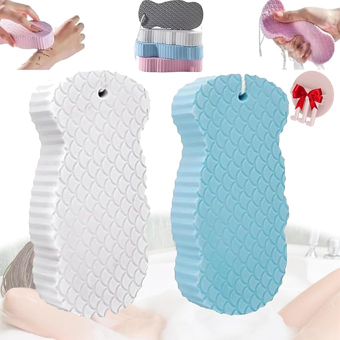 Spirittion Magic Super Soft Exfoliating Bath Sponge, 3D Super Soft Exfoliating Bath Sponge, Reusable for Adults Children and Wome (2 PCS MIX3)
