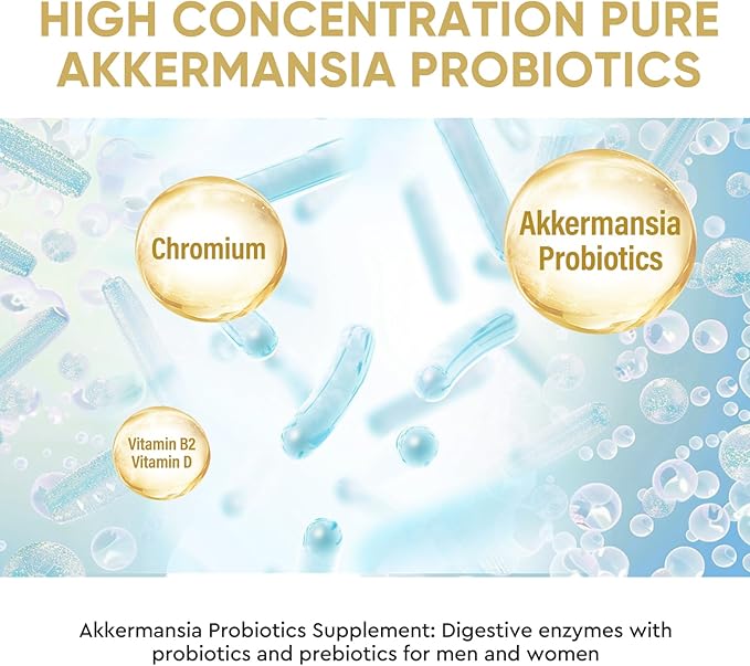 RGD 120 Capsules GLP-1 Akkermansia Probiotics 300 Billion AFU, Prebiotics and Probiotics Muciniphila for Immune & Overall Digestive Health, Gut Supplement for Men & Women