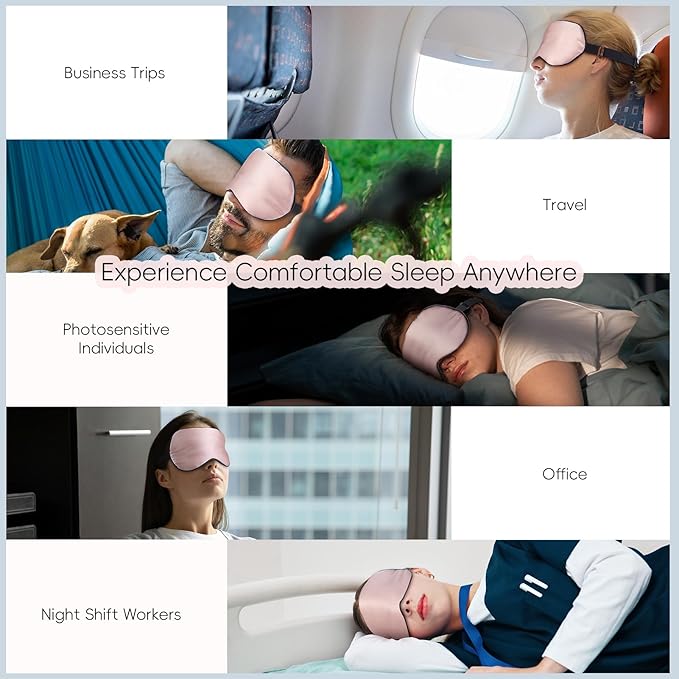 TOPOINT Silk Sleep Mask Light Blocking, 3 in 1 Cooling Heated Eye Mask for Sleeping, Includes Silk Senna Seed and Gel Masks, for Migraine Dry Eye Dark Circles Women Men
