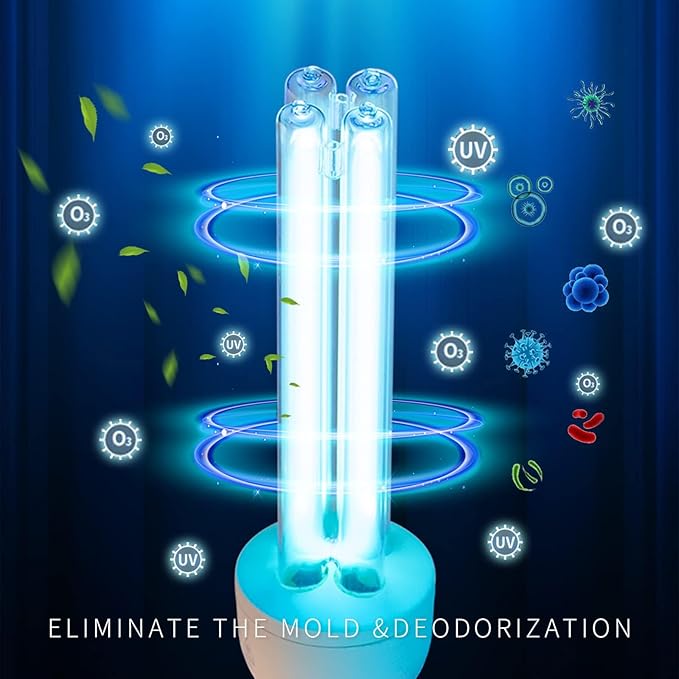 BAIMNOCM UV Light Sanitizer, UVC Disinfection Lamp with E26 Base and Remote Control, UV-C Light Bulb 25 Watts Indoor Use, 1 Count