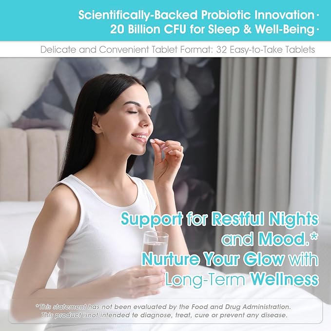 Probiotic for Women PDA6 with Deep Sleep & Mood Support, 20 Billion CFU for Gut Health, Daily Emotional Wellness Supplement, 32 Tablets
