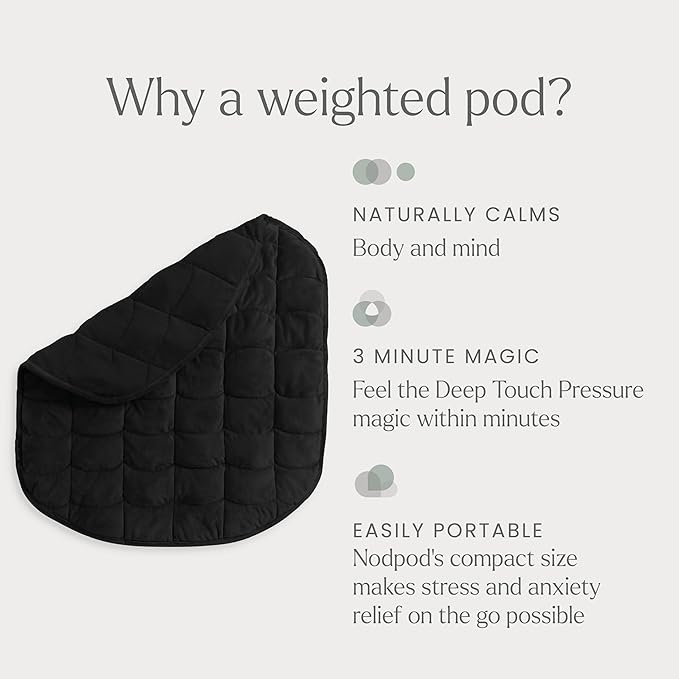Nodpod Weighted Blanket & Sleep Mask Bundle – Ultra-Soft Body Blanket with Glass Beads + Light-Blocking Eye Mask – Relaxation, Comfort, Travel & Better Sleep - Black Onyx