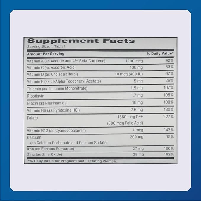 MAJOR Prenatal Tablets for Pregnant and Lactating Women - Dietary Supplement - 100 Count