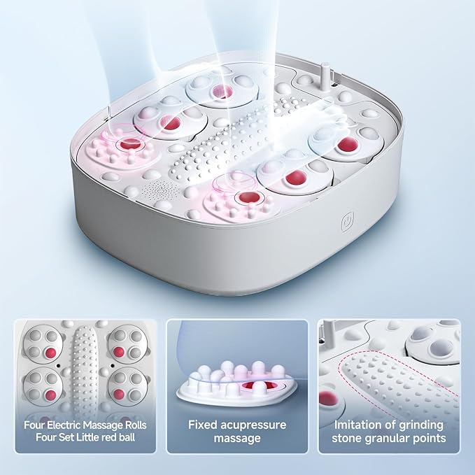 10L Collapsible Foot Spa Massage with Water and Electricity Separation System,Foot Bath with Three Level Temperature Control,Bubble,Remote,Red Light,Timer,and Four Set Electric Massage Balls