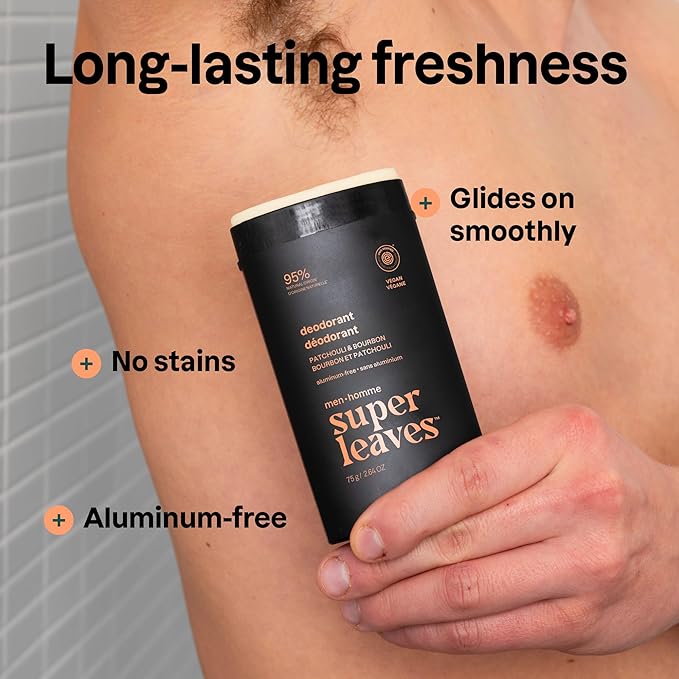ATTITUDE Aluminum-Free Deodorant for Men, 95% Natural Origin Ingredients, EWG Verified, Plant Based Odor Control, With Baking Soda, Patchouli & Bourbon, 2.64 Oz