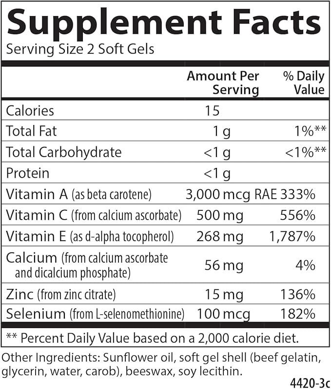 Carlson - ACES + Zn, Vitamins A, C, E + Selenium & Zinc, Cellular Health & Immune Support, Antioxidant, 60 Softgels