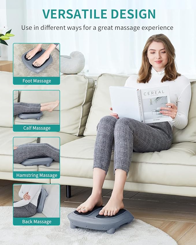 Nekteck Foot Massager with Heat, Heated Foot Massager for Plantar Fasciitis, Pain Relief and Circulation, Shiatus Electric Under Desk Feet Massager Machine, Gifts for Men Woman Him Her Mon Birthday