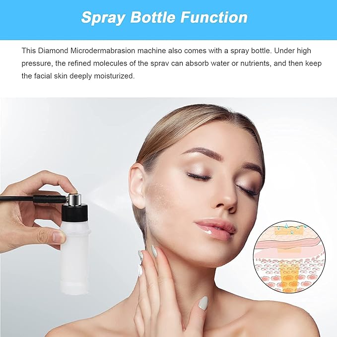 3 IN 1 Diamond Microdermabrasion Machine, Professional Beauty Facial Care Equipment Microdermabrasion Device with Vacuum Spray Skin Care for Salon Personal Home Use,108a