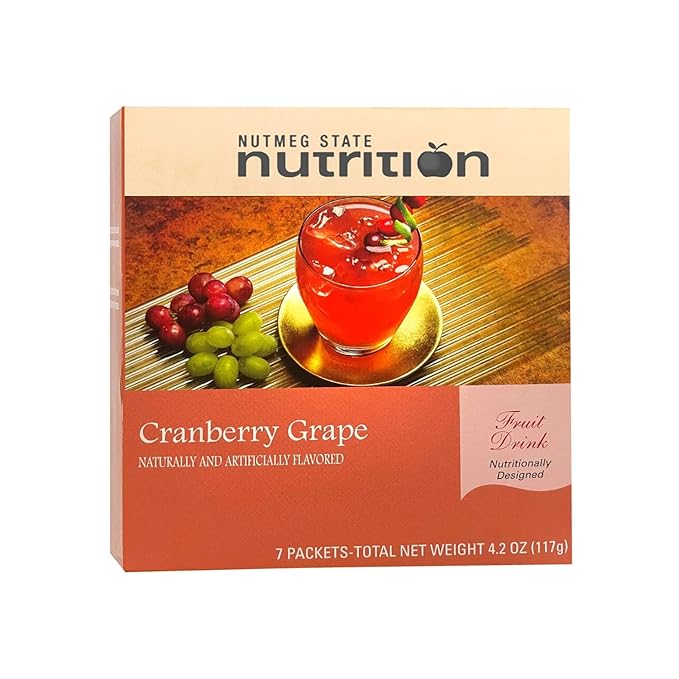 Nutmeg State Nutrition - Fruit Drink - High Protein, Low Calorie, Low Carb, Low Sugar, Fat Free, Loaded with Vitamins, 7 Servings Per Box (Cranberry Grape, 1 Pack)