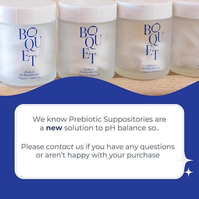 Boquet Vaginal Prebiotic Suppository- Prevent & Eliminate The Cause of Odor, Maintain pH Balance (30 Ct) Fast Acting Gentle Care for Your Flora Below