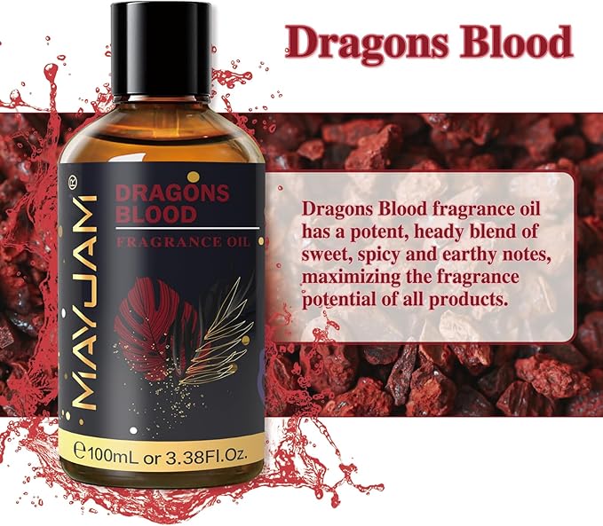 100ML/3.38FL.OZ Dragons Blood Fragrance Oils with Glass Dropper, Essential Oils for Diffusers for Home, Long Lasting Scented Oils for Diffusers Soap Candle Making