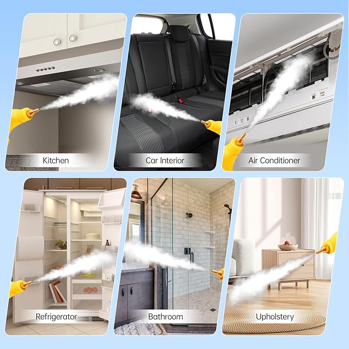 2500W Portable Steam Cleaner, Steam Shot Cleaner Handheld Steamer for Car Detailing, High Heat Cleaning Machine with Brush Heads for Bed Bugs Couch Furniture Kitchen Bathroom Grout and Tile