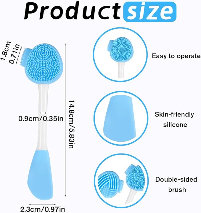 Blue Face Scrubber, Silicone Face Mask Brush Manual Facial Cleansing Brush Faces Exfoliator Scrubber Exfoliating Lip Brushes Facial Skin Care Tool for Makeup Residues Removal Blackheads Whiteheads