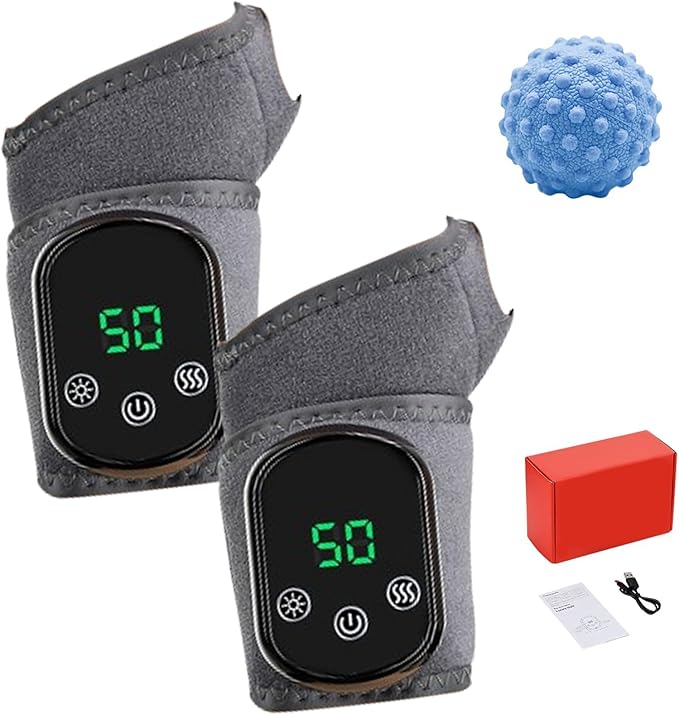 Foot Revive Massager, 3-in-1 Wireless & Portable Foot Massager with 3 Vibration Modes and 5 Heat Levels, for Heel, Arch and Ankle Comfort & Relaxation (Wrist 5 Level *2PCS)