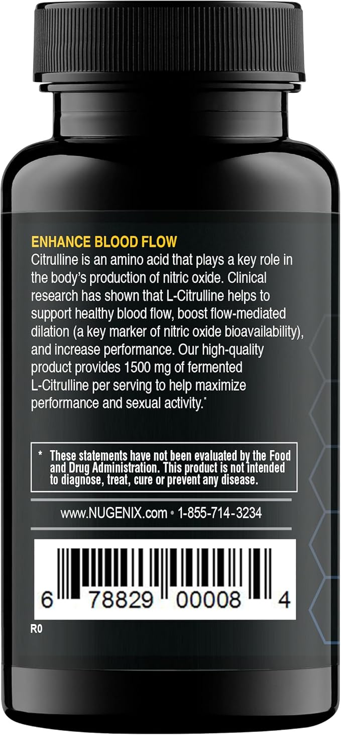 Nugenix Essentials L-Citrulline Supplement for Enhanced Blood Flow and Performance - 1500 mg, 120 Capsules
