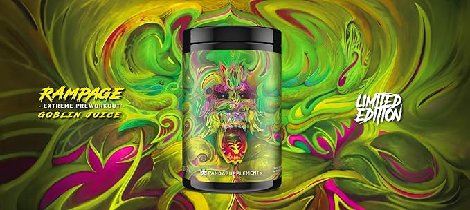 Underground Bio Labs™ Panda Supps: Rampage, Extreme Pre-Workout, High Stim, Maximum Pump, Focus, and Energy,(50 Servings) (Kiwi-Lychee-Pinapple Flavor AKA Goblin Juice)
