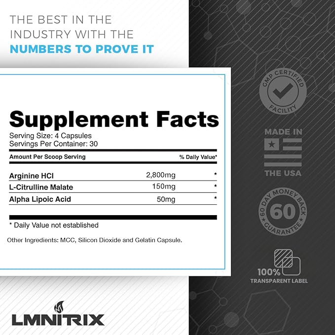 VEINZ Pills - Best Nitric Oxide Booster for Men & Women - L-Arginine, L-Citrulline and ALA - Top Muscle Mass & Pump Supplement - 120 N.O. Capsules