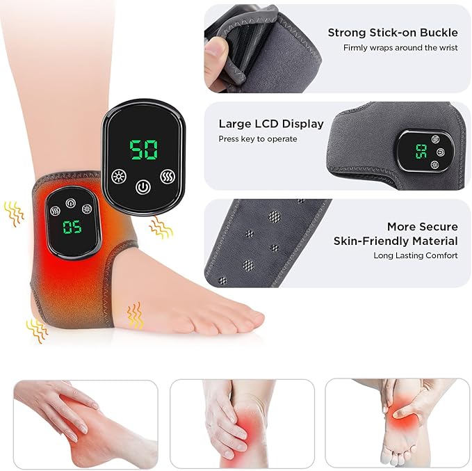 Soleva Foot Massager,3-in-1 Naxir Foot Revive Massager,Wireless & Portable Heated Ankle Wrap