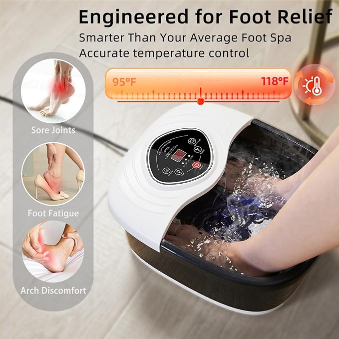 closewave Foot Spa Bath Massager with Heat, Shiatsu Rollers, UV & Ozone Bubbles - Includes Tea Tree Oil Epsom Salt, Relieves Stress and Foot Pain - Home Pedicure Soak Tub Gift for Women/Men, Mom/Dad