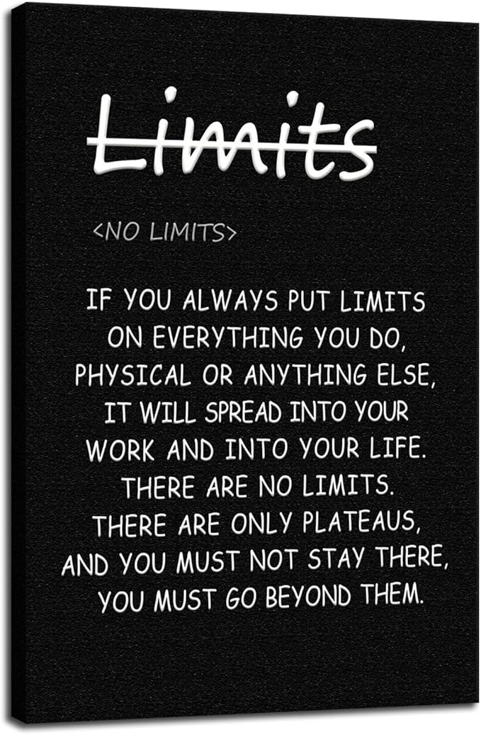 WYJDFART Motivational Wall Art ‘There are no limits’ from Bruce Lee's Inspirational Canvas Poster Printed Modern Artwork for Office living room Bedroom Home Decor Framed Ready to Hang [12" W X 18" H]