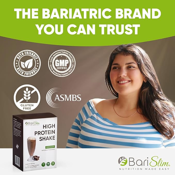 BariSlim High Protein Shake - Delicious & Nutritious Meal Replacement Shake - Low Sugar & Carb - Formulated for Bariatric Patients & Post-Weight Loss Surgery Support | Chocolate Shake (9 oz)