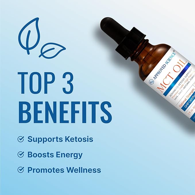 Approved Science® MCT Oil - Pure Medium-Chain Triglyceride (MCT) Oil derived from Coconuts with Caprylic Acid (C8) and Capric Acid (C10) - Vegan, 60 ml - Pack of 6