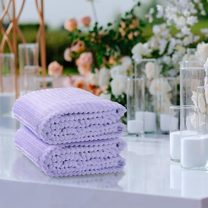 Buryeah 12 Pcs Flannel Throw Blanket Bulk 50 x 60 in Sleepover Blankets Outdoor Wedding Throw Lightweight, Oeko-TEX Standard 100 Certified for Sofa Donation Homeless Gifts (Light Purple)