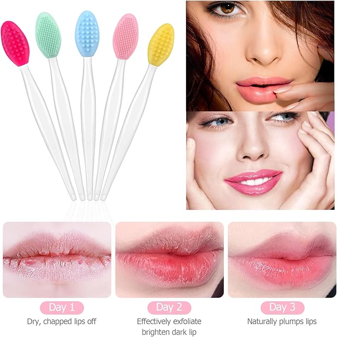 5Pcs Lip Scrubber Exfoliator,Pore Scrub Brush for Face,Nose Scrubber,Silicone Lip Pore Cleansing Brush for Exfoliating, Massageing, Blackheads Removal, Color Skin Care, DIY Masks