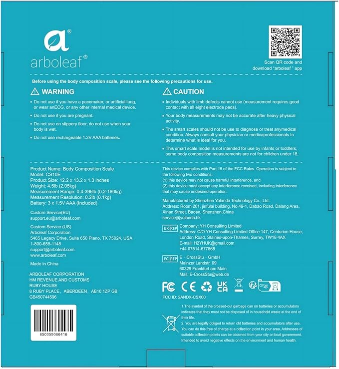 arboleaf Scale for Body Weight, Smart Scale with BMI, Body Fat, Muscle Mass, 26 Metrics Full Body Composition Analyzer, 8-Electrode High Precision Digital Bathroom Scale, Bluetooth Sync